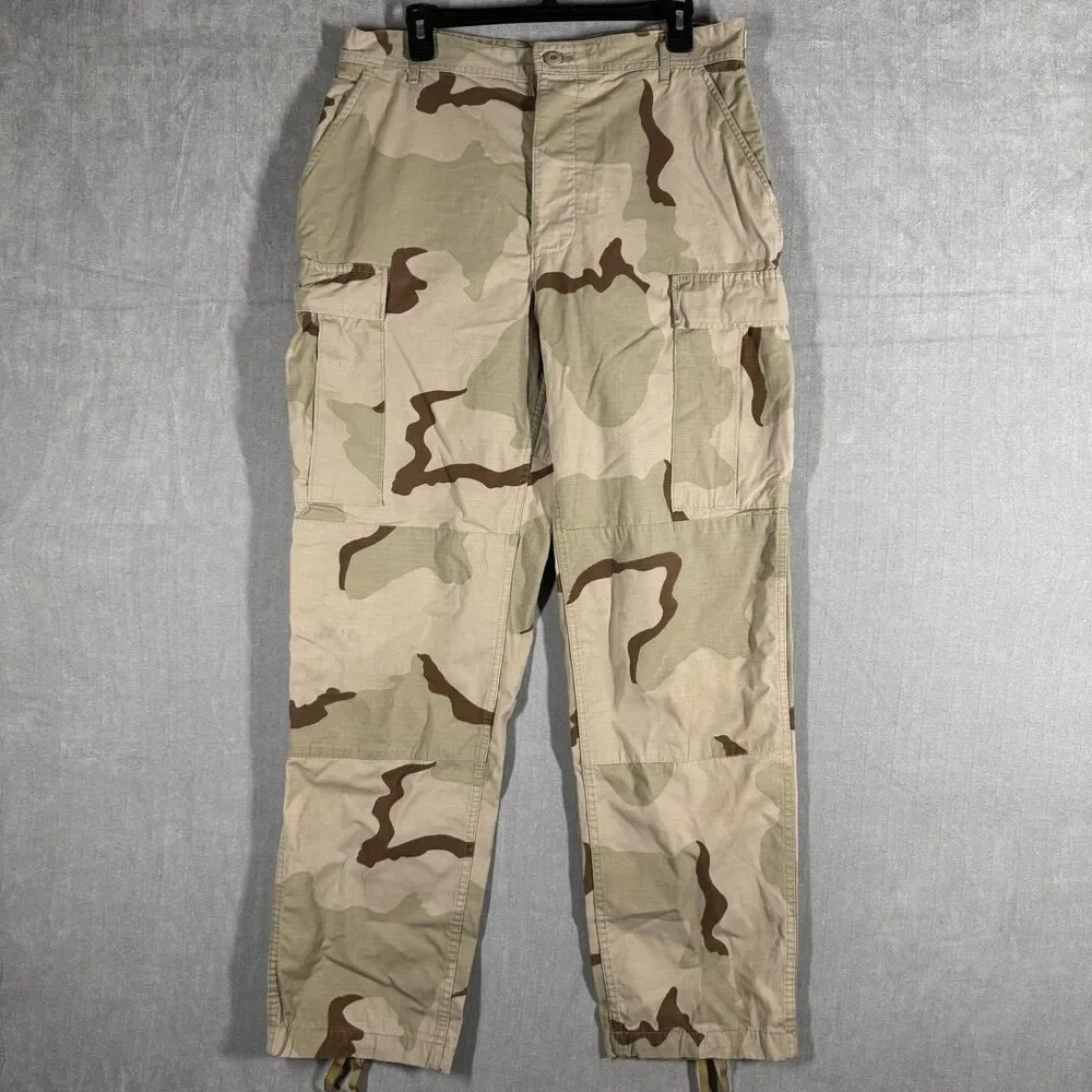 Vintage 90's US Military 3 Color Desert Camo Cargo Pants Mens Medium Long DCU
